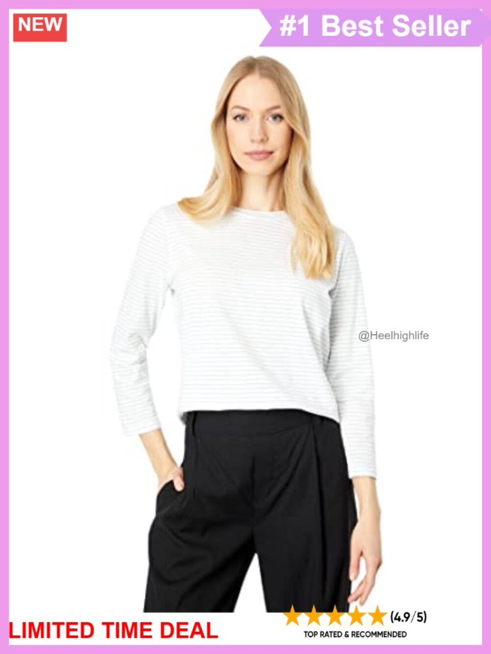 Vince Neppy Stripe Bracelet Sleeve Crew T-Shirt